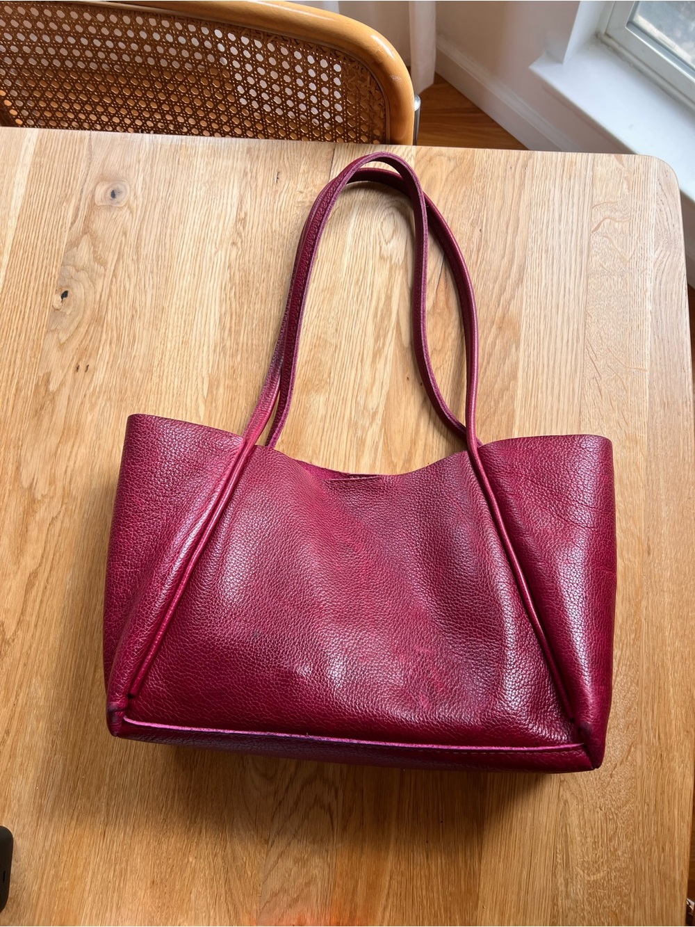 Portland Leather Veronica Tote Burgundy Pebbled Leather Tote